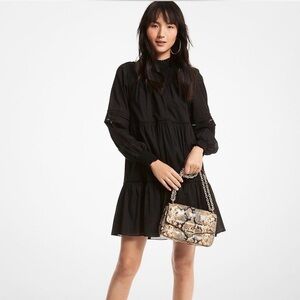 Michael Kors Black Tiered Long-Sleeve Mini Dress